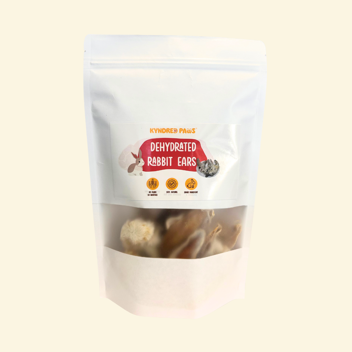 Kyndred Paws Dehydrated Rabbit Ear Chews for Cats & Dogs | Single-Ingredient