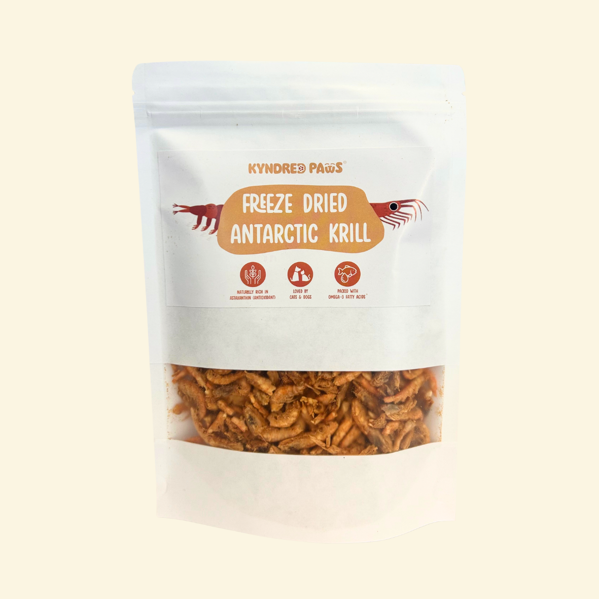 Kyndred Paws Freeze-Dried Antarctic Krill Treats for Cats & Dogs | Single-Ingredient Seafood